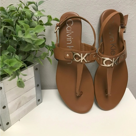 Calvin Klein Ankle Strap Thong Sandals - Size 10 - Picture 3 of 4